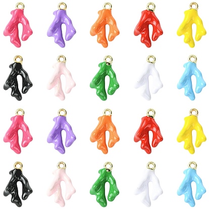 40 шт. 10 цвета коралловая форма сплав эмалированные подвески, золотые