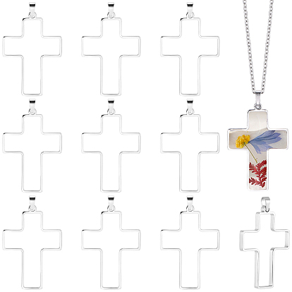 12pcs 304 pendentifs à lunette arrière ouverte en acier inoxydable, avec 201 accessoires en acier inoxydable