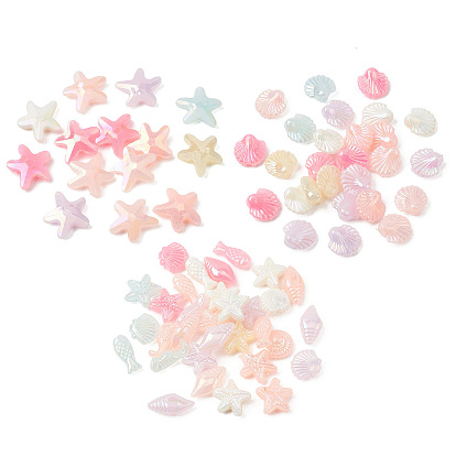 Непрозрачные акриловые бусины с УФ-покрытием, с покрытием AB цвета, разноцветные