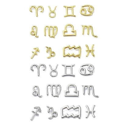 Rack Plating Brass Pendants, Long-Lasting Plated, Lead Free & Cadmium Free, 12 Constellations