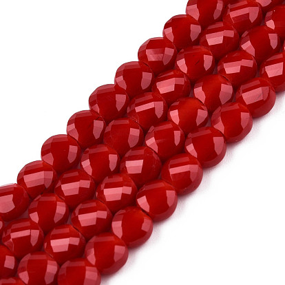 Непрозрачные сплошные цветные стеклянные бусины, граненые, плоско-круглые