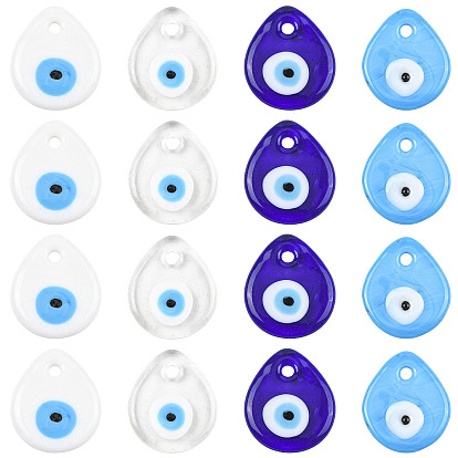 16шт 4цвета ручная работа лэмпворк кулоны от сглаза, плоские подвески-капли
