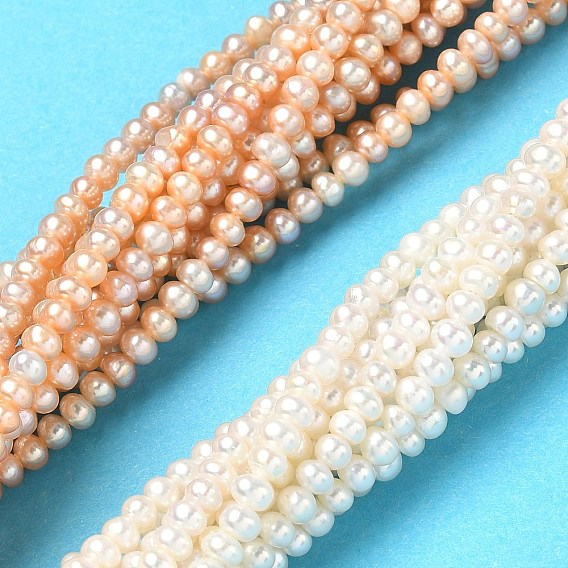 Нити из натурального культивированного пресноводного жемчуга, рондель, класс 5а+