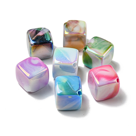 UV Plating Acrylic Bead, Cube