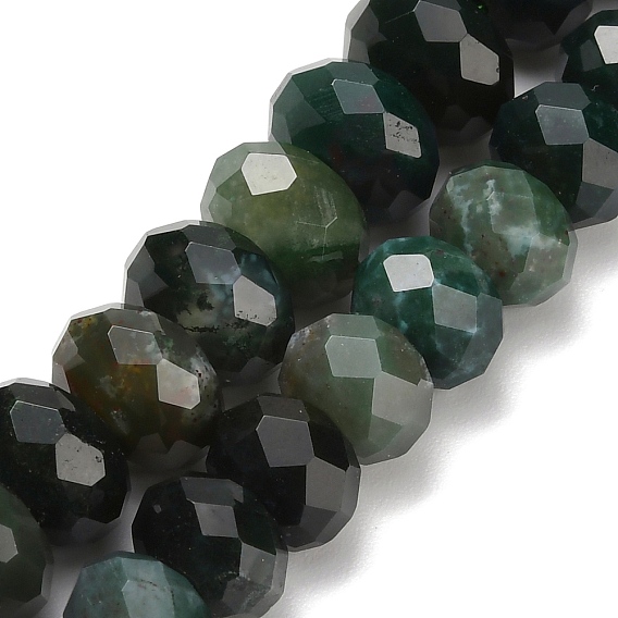 Природные моховой агат бисер нитей, рондель, граненые
