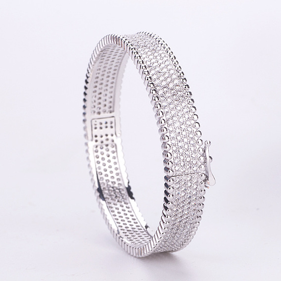 Латунные браслеты с микропаве из прозрачных кубических цирконий для женщин, кольцо