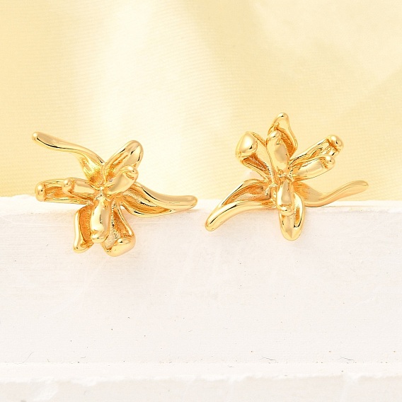 Серьги-гвоздики из латуни с цветком, долговечный, без никеля 