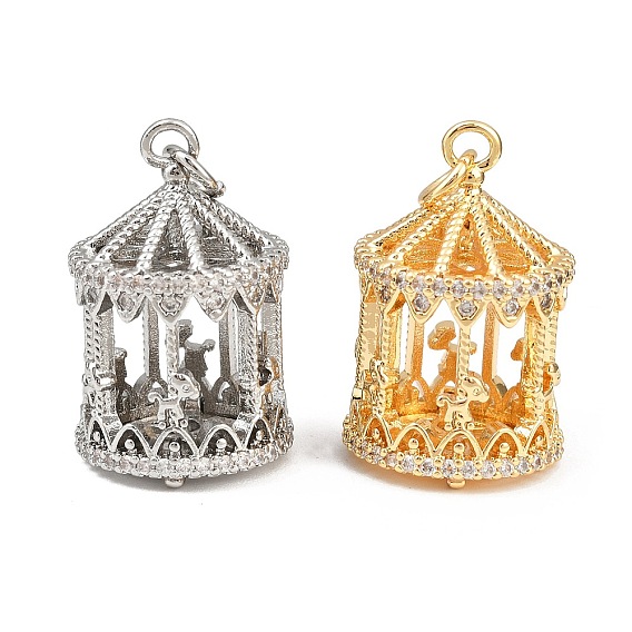 Подвески-медальоны из латуни с микропаве из прозрачных кубических цирконий, карусельные талисманы, с целью перехода в кольце