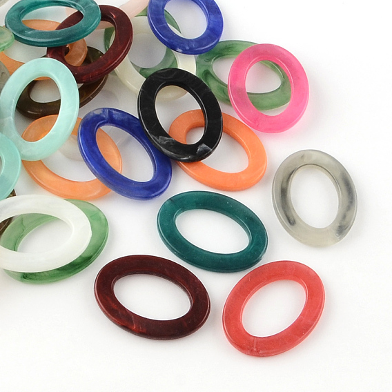 Oval Imitation Gemstone Acrylic Linking Rings, 37x28x3.5mm, about 250pcs/500g