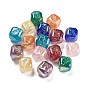Iridescent Plating  Acrylic Beads, Cube