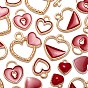 80Pcs 8 Styles Light Gold Alloy Enamel Pendants, for Valentine's Day, Heart, Heart Key