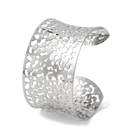 Полые широкие 304 браслеты-манжеты из нержавеющей стали для женщин