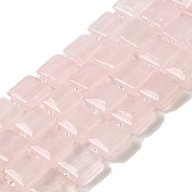 Natural Rose Quartz Beads Strands, Square, with Seed Beads