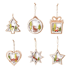 Christmas Wooden Pendant Decorations, for Christmas Tree Hanging Ornaments