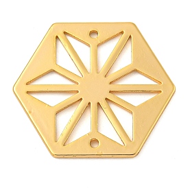 Brass Pendants, Hexagon with Honeycomb Charms