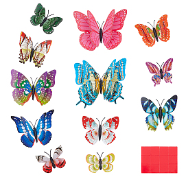 SUPERFINDINGS 3 Sets Luminous PVC 3D Butterfly Wall Decorations, with Sticker Ornament Accessories