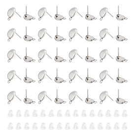 50шт. 201 фурнитура для сережек-гвоздиков овальной формы из нержавеющей стали, с 304 штифтами из нержавеющей стали и горизонтальными петлями и 80пластиковыми ушными гайками