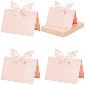 Paper Table Place Cards, Hollow Out, for Wedding, Restaurant, Birthday Party Decorations, Rectangle, Pink