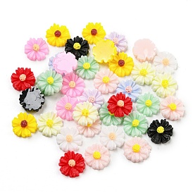 Opaque Epoxy Resin Decoden Cabochons, Daisy Flower