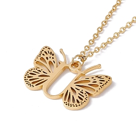 Collar con colgante de letra inicial con mariposa, oro 304 joyas de acero inoxidable para mujer.