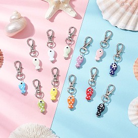 12шт. фарфоровые рыбки ручной работы подвесные украшения, с сплава шарнирного когтя омара застежками