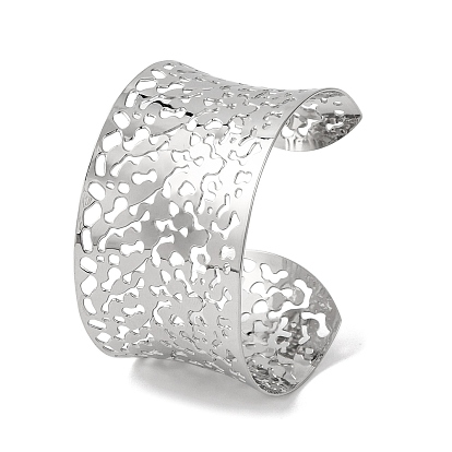 Полые широкие 304 браслеты-манжеты из нержавеющей стали для женщин