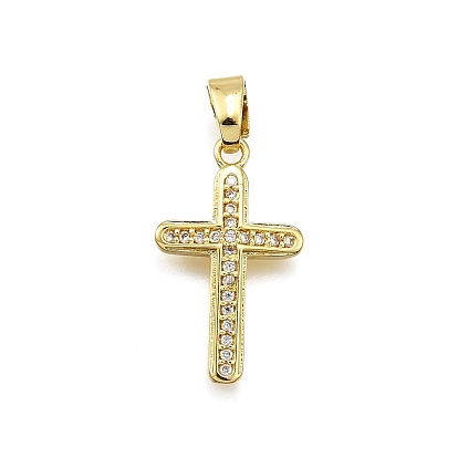 Латунные микро проложить кубического циркония подвески, крестик, долговечный, без свинца и без кадмия, стойки покрытие