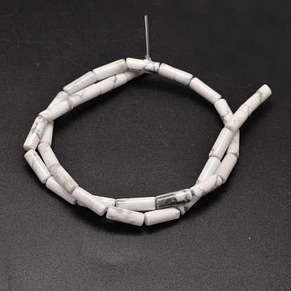Natural Howlite Column Beads Strands, 13~14x4~5mm, Hole: 1mm, about 29pcs/strand, 15.7 inch