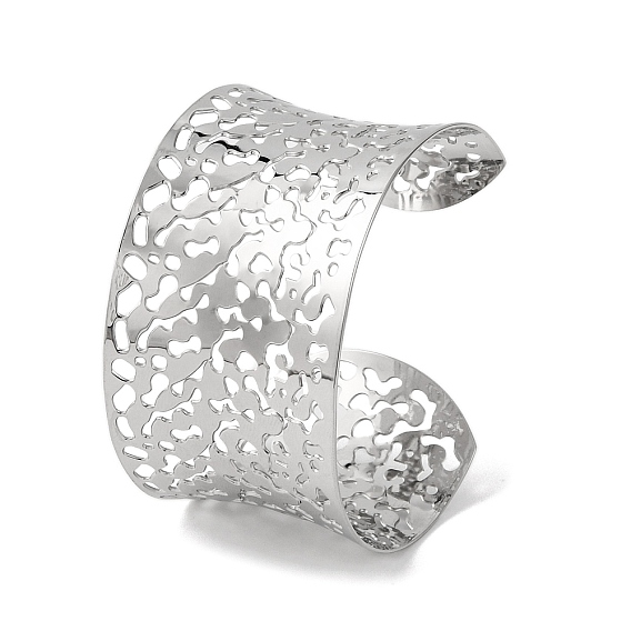 Полые широкие 304 браслеты-манжеты из нержавеющей стали для женщин