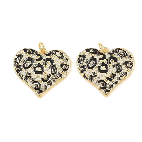 Кубические подвески из латуни с микропаве, подвески в виде сердца с леопардовым принтом, с эмалью, с целью перехода в кольце