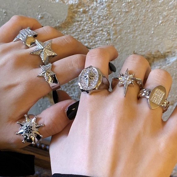 Кольца-манжеты из сплава с кристаллами и стразами, платина