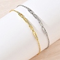 Pulseras de eslabones rectangulares de circonita cúbica transparente con micropavé de latón, larga duración plateado, chapado en rack, sin plomo y el cadmio