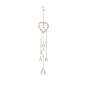 Glass Teardrop & Star Window Hanging Suncatchers, Heart Natural Gemstone & Brass Sun & Moon Pendants Decorations Ornaments