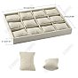 Wood Covered with Imitation Burlap Jewelry Bracelet Displays, 12 Grids Pillows Without Lid Tray Jewelry Storage Holder, Rectangle