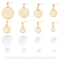 16Pcs 304 Stainless Steel Stud Earring Settings, 16Pcs Transparent Glass Cabochons, 16Pcs Plastic Ear Nuts