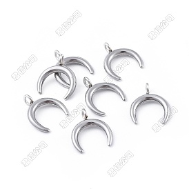 304 Stainless Steel Pendants, Double Horn/Crescent Moon