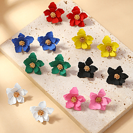 Sweet and Stylish Multi-layer Petal Flower Stud Earrings for Women