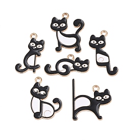 Подвески из эмали и сплава, кот с музыкальной нотой, золотой свет