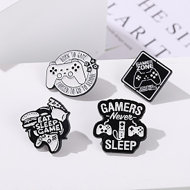 Adorable Black and White Cat Pin with Starry Moon Design - Fashionable Metal Brooch