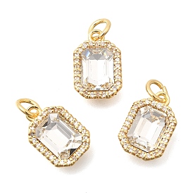 Подвески из латуни микропаве с фианитами и стеклом, полигон очарование, с целью перехода в кольце, граненые