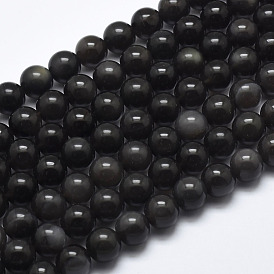 Natural Ice Obsidian Beads Strands, Round