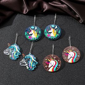 Magical Unicorn Acrylic Earrings - Cute Cartoon DIY Ear Drops with Fairy Doodles