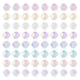 16 нити 8 цветные прозрачные стеклянные бусины нити, двухконусные, с половиным покрытием, с покрытием AB цвета, граненые, окрашенный и сердечный