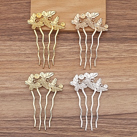 Alloy Hair Comb Findings, Cabochon Settings, Butterfly