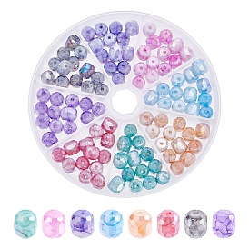 Непрозрачная выпечка окрашенные стеклянные бусы пряди, имитация камней, граненые, с покрытием AB цвета, колонка