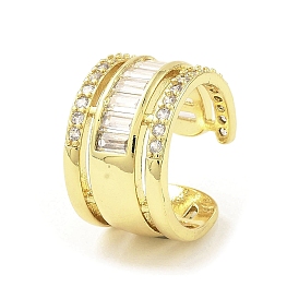 Rack Plating Brass Micro Pave Cubic Zirconia Cuff Earring, Long-Lasting Plated, Lead Free & Cadmium Free