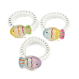 Summer Fish Resin Telephone Line Wire Elastic Hair Ties, Hair Accessories for Women Girls