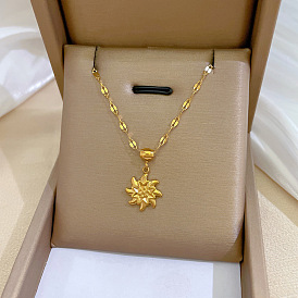 Minimalist Gold Necklace for Women, Lock Collarbone Chain - Rotating Windmill Design