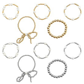 2 сумки 2 цветные круглые акриловые бусины эластичные браслеты для женщин, с пластиковой жемчужины