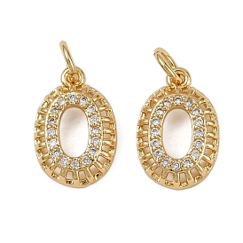 Латунные микро проложить кубического циркония подвески, овальные амулеты, долговечный, без кадмия и без свинца, стойки покрытие, с целью перехода в кольце